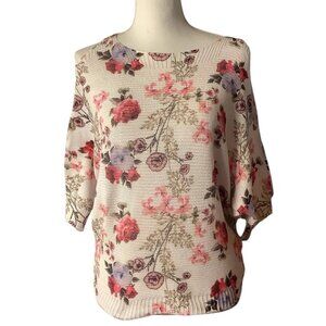 Collezione Leonardo Knit Floral Cold Shoulder Top Short Sleeve Womens Size S